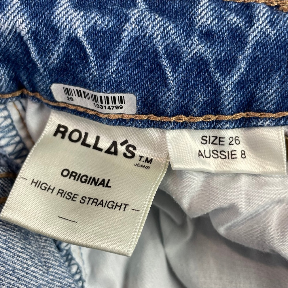 Rolla's Original High Rise Straight Jeans Womens 26 Blue Whisker Denim Academia - Picture 9 of 13